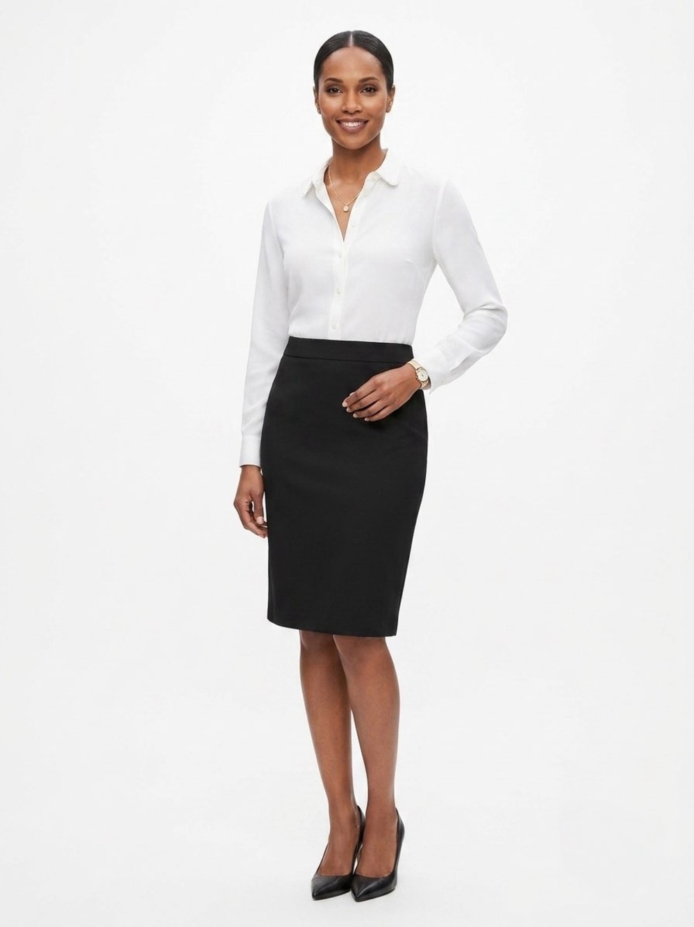 Ann Taylor Size 10 Black Straight Pencil Skirt Business Casual Knee Length